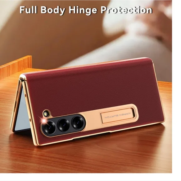 Red and Gold New Phone Case with Kickstand Samsung Z Fold 5 - Picture 2 of 6